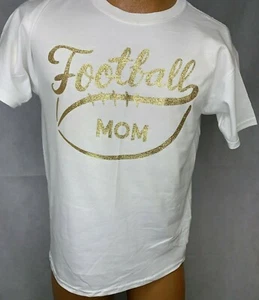 Football Mom Custom Made T-Shirt~Gold Sparkle~Sports~Football~Size L - Picture 1 of 4