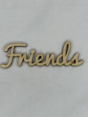 Corte láser personalizado sin terminar mayúsculas amigos forma de palabra madera artesanía recorte Foto 1 de 2