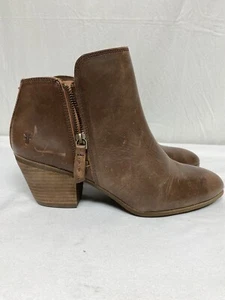 Frye Boots Women Size 8.5 Shoes Judith Double Zip Brown Leather Low Heel Booties - Picture 1 of 8