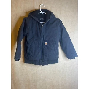 Carhartt Kids' Hooded Active Jacket Quilted Lined Black Size M (10-12) - Picture 1 of 5