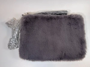 Chelsea28 Astley Faux Fur Convertible Clutch Gray Shoulder Bag Wristlet PouchNew - Picture 1 of 4