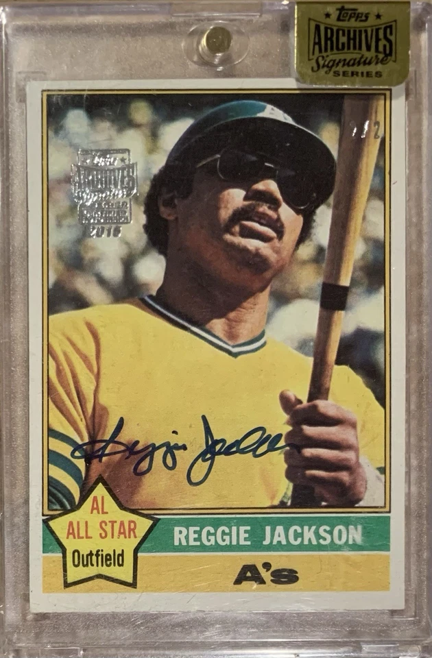 2015 Topps Archives Signature Reggie Jackson 2/2 Auto Athletics 1976 Topps HOF - Image 1 of 1