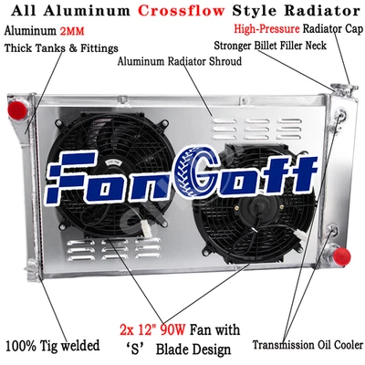 CC369 3Row Radiator&Shroud Fan for 1967-1972 70 Chevy C/K C10 C20 C30 K10 K20 V8 Foto 1 de 4