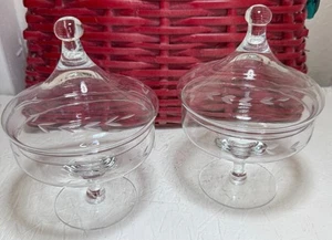 Vintage Princess House Clear Crystal Floral Etched Pedestal Candy Dish - Picture 1 of 3