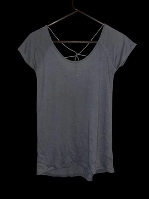 Camisa Top UNIONBAY Para Mujer M Gris Manga Corta Cruzada Tirantes Espalda Tejida Foto 1 de 4