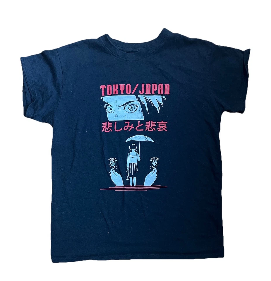 Anime Tokyo/Japan Unisex Girl Umbrella Panel Y2K Graphic T Shirt - Image 1 of 1