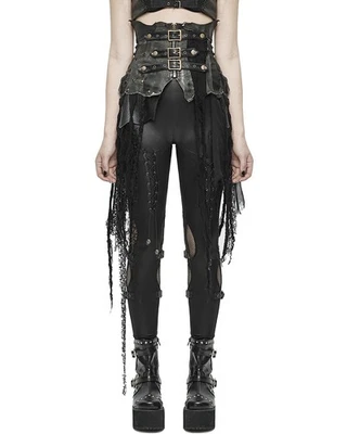 Devil Fashion Gothic Dieselpunk Korsett Halb Rock Grau Schwarz Kunstleder - Bild 1 von 4