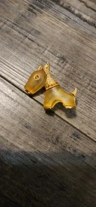 Vtg Hattie Carnegie Brooch Pin Yellow/Gold Lucite Rhinestones Dog Unsigned Bx33 - Picture 1 of 4
