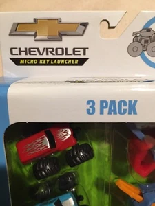 3 Pack Chevrolet Micro Key Launcher Monster Trucks 4x4 Action 3+ New GM Licensed - Picture 1 of 12