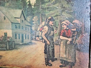 Altes Ölgemälde "Erzgebirge - Holzarbeiter und Klöppelfrau" signiert Max D? - Bild 1 von 10