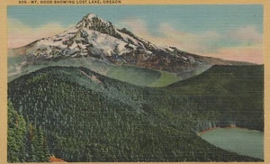 Mt. Kapuze zeigt Lost Lake, Oregon - unbespieltes Leinen - Bild 1 von 3