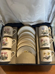 Royal Worcester Bone China Tea Coffee Set Of 6 Floral, Original Box - Picture 1 of 4