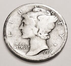 1916 P Mercury Dime  *90% SILVER*  AVE CIRCULATED **FREE SHIPPING**