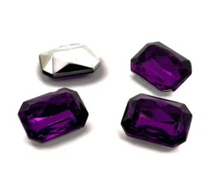 12 VINTAGE AMETHYST ACRYLIC 18x13mm. OCTAGON FACETED GEM JEWELS 6827 - Picture 1 of 2