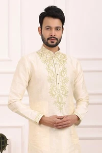 Mens Wedding Party Wear Designer Bollywood Ethnic Wear Kurta Payjama Dress India - Picture 1 of 4