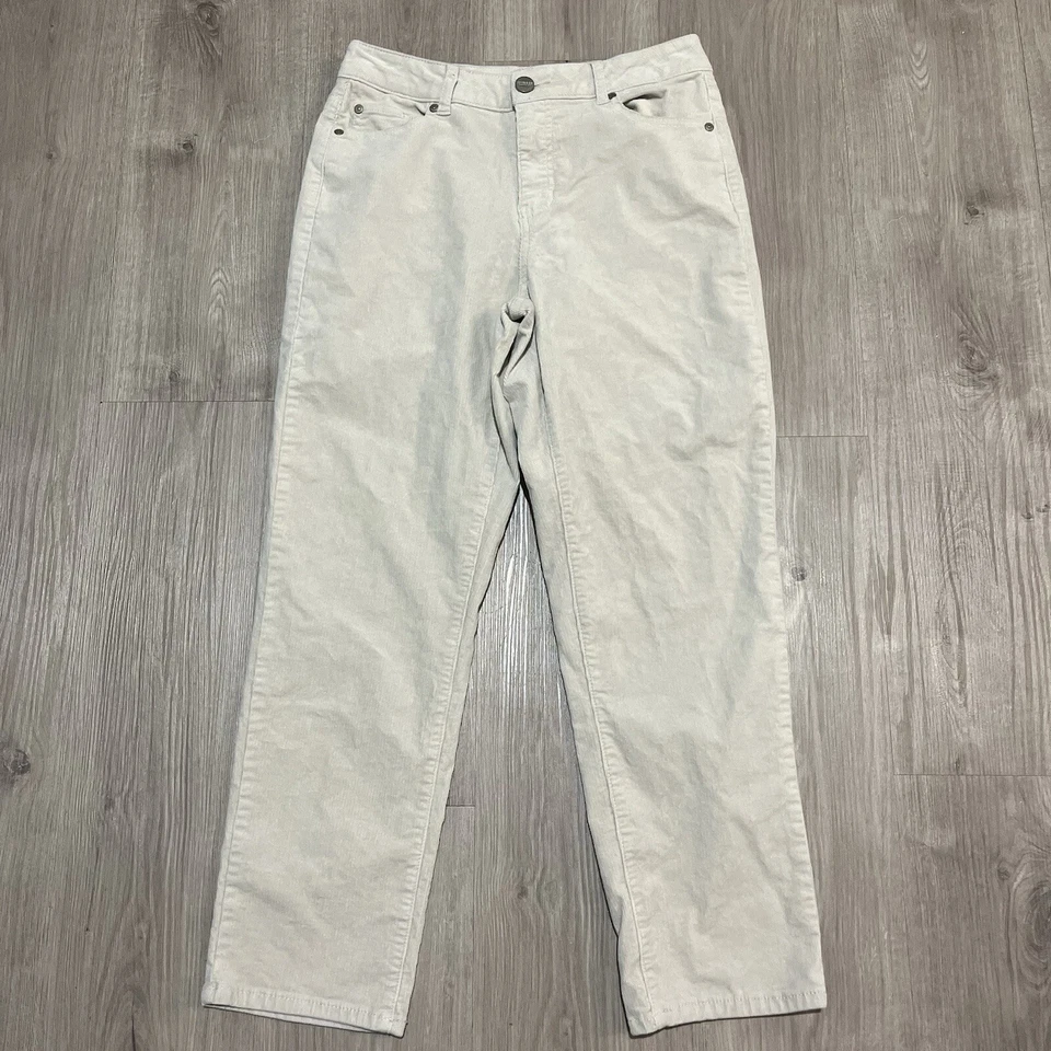 Pantalones de pana Jones New York para mujer 6 pequeños marfil blanco elástico hasta el tobillo Foto 1 de 4
