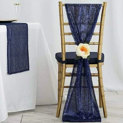 Fajas de silla con lentejuelas premium extra anchas suministros de decoración de eventos para bodas Foto 1 de 4