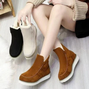 Damen Winter Warm Kunstfell Gefüttert Slipper Rutschfest Damen Stiefeletten Schneestiefel Größe - Bild 1 von 15