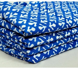 Hand Block Flower Print Cotton Fabric 5 TO 25 Yard Indian Dress Material - Picture 1 of 5