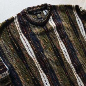 VTG Bachrach Canada Knit Crewneck Sweater Textured 3D Biggie Cosby Wool Blend L - Picture 1 of 18