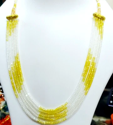 Collar de circón rondelle facetado circón semiprecioso calidad AAA de 5 hilos Foto 1 de 4