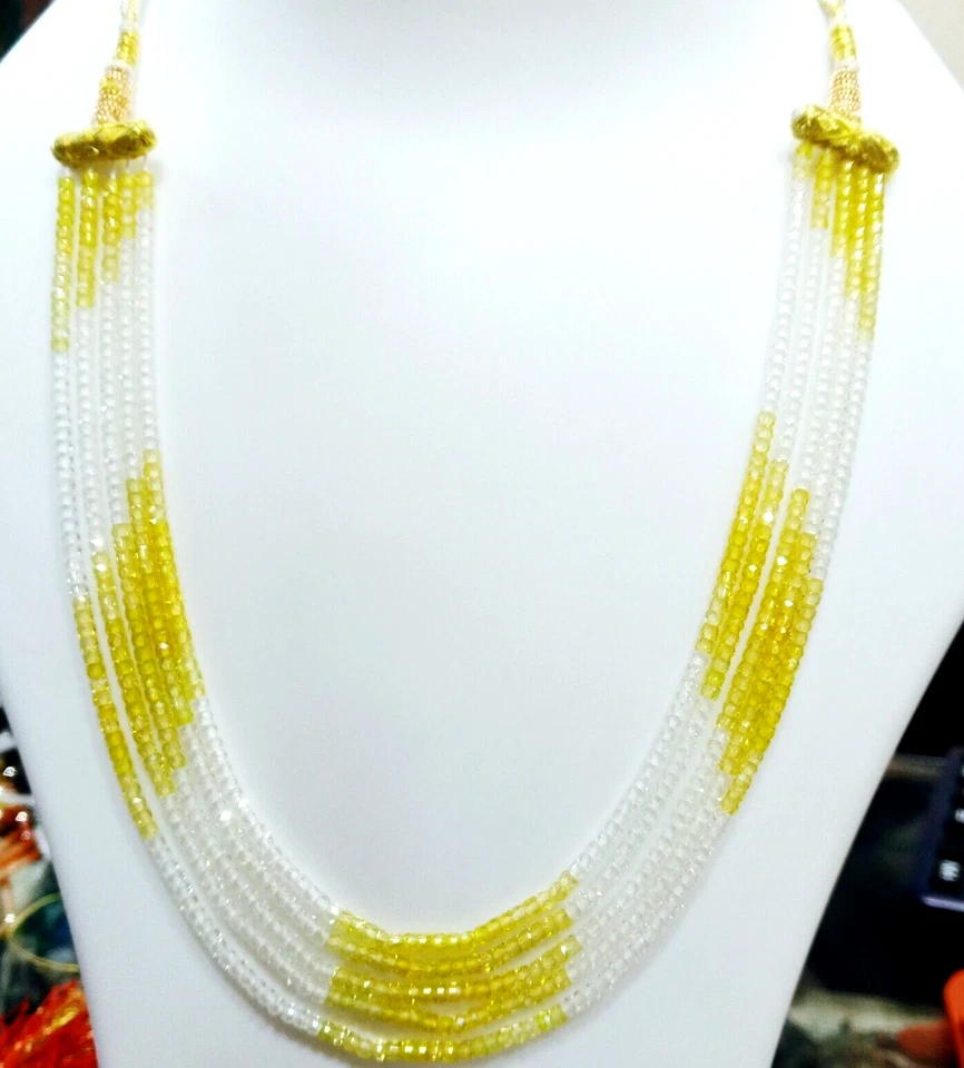 Collana Zircone A Facetta In Zircone Semiprezioso Di Qualità AAA A 5 Fili - Immagine 1 di 4