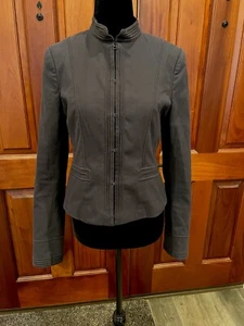Theory Jacket Womens M Cropped Carly SC Military Mock Neck Hook & Eye Navy - Picture 1 of 12