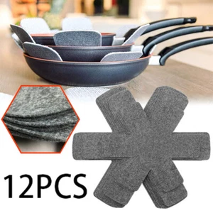 12x Felt Pad Protector Non-Stick Cookware Pot Pan Home Anti Scratch Utensil Grey - Picture 1 of 6