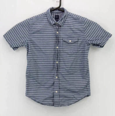 GAP Kids Boys Button Up SS Collared Shirt sz 2XL XXL (14-16) Blue White Striped - Image 1 of 4