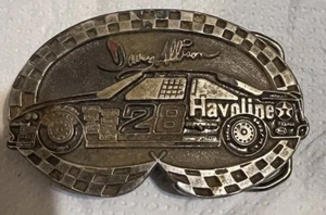 Vintage Davey Allison #28 Car Havoline NASCAR Racing Belt Buckle w/ Red Enamel - Picture 1 of 3