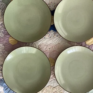 Nautica Island Shores HTF Set 4 Salad Plates Speckled Green Brown Rim Japan MINT - Picture 1 of 3