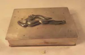 Vintage Art Deco Giselle-Impala Metal- Cigarette-Trinket Box- 5" x 3-3/4" x 3/4" - Picture 1 of 16