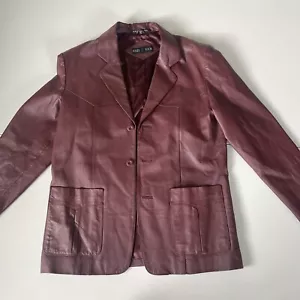 mens leather jacket large Burgundy Bottoms - Picture 1 of 8