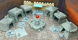 32 Piece Large Street Market Bazaar Set Scatter Terrain Tabletop Gaming Scenery - Picture 1 of 9