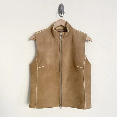 Michael Michael Kors Genuine Suede Shearling Double Zip Camel Vest Sz M - Image 1 of 4
