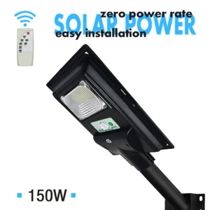 Dimmable Solar Power LED Steet Lamp Outdoor Walkway Security Remote Control 150W - Picture 1 of 14