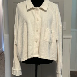 Wild Fable *NWT* Ivory Crop Top Size XXL Button Long Sleeve Cozy Soft Sweatshirt - Picture 1 of 15