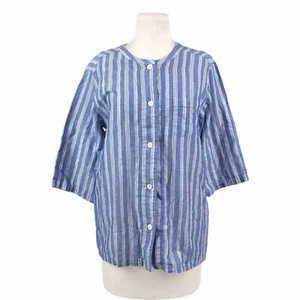 Muji Shirt Womens Medium Striped Seamless Double Gauze Pajama Lounge Top - Picture 1 of 6