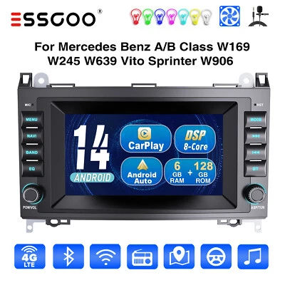 Android 14 6+128G Carplay Autoradio Für Benz A/B Klasse W245 W169 Sprinter W906 - Bild 1 von 4