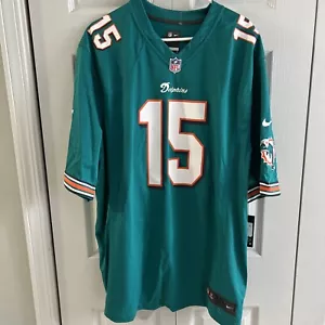 Miami Dolphins NFL Jersey Mens 2XL Blue Nike Dri Fit Football Bess #15 NWT - Picture 1 of 11