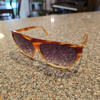 ANNE KLEIN Vintage 80's Sunglasses Lion Oversized Tortoise Shell Italy EUC - Image 1 of 4