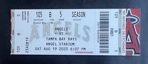 Boleto Tampa Bay Ray vs Los Angeles Angels 2023 19/08/23 Juego 2 - ¡¡Como nuevo!!! - Imagen 1 de 1