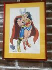Ooak Joe Rubenstein Framed Art Wonderwoman And Thor Original Framed Art 19?X14?