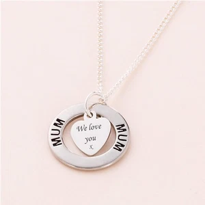 Personalizado Collar Con Corazón Grabado para Mamá, Momia, Hermana, Hija Etc - Imagen 1 de 11