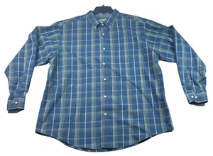 Haggar Dress Shirt Mens Size XXL Blue White Plaid Pattern Button Down - Picture 1 of 7