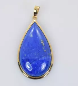 Lapis Bezel Set Pendant in 14k Yellow Gold - Picture 1 of 3