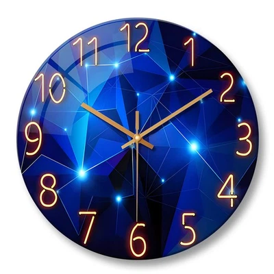Reloj de pared grande cristal templado azul, 12-24 pulgadas, para decoración salón. Foto 1 de 4
