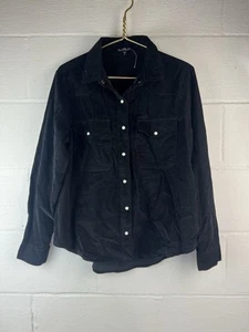 Samt Herz Damengröße Small S schwarz Western-Stil Druckknopfleiste Shirt - Bild 1 von 5