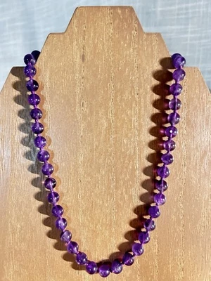 Amethyst 5mm  Double Knotted Beaded Necklace 17 In - Image 1 of 4