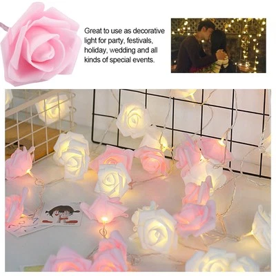 3 Meter 20LED USB Artificial Flower String Lights Rose Fairy Lights Pink - Image 1 of 4